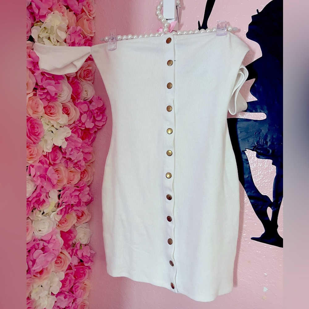 Off the shoulders white dress